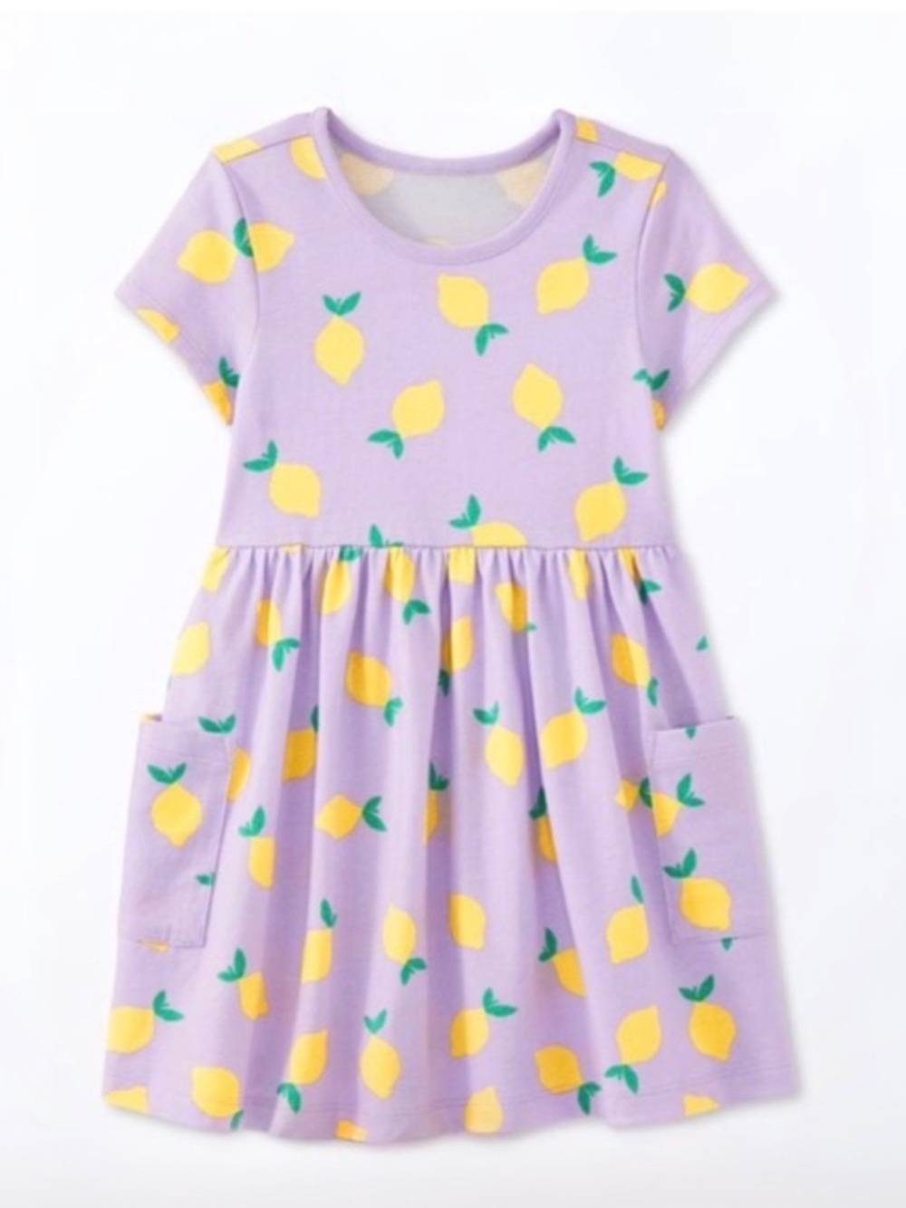 Hanna Andersson Lavender Dress with Yellow Lemon Print